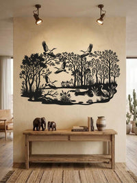 Rustic Crane Metal Wall Art