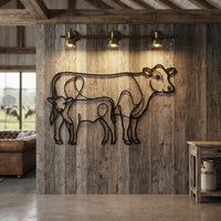 Cow Calf Metal Wall Art