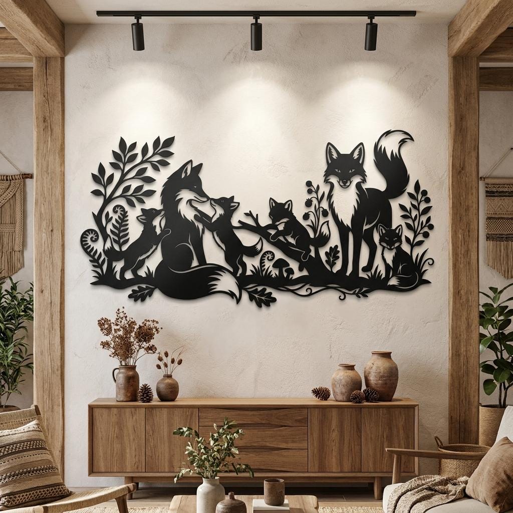 Fox Woodland Metal Wall Art
