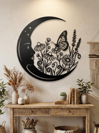 Butterfly Moon Metal Wall Art