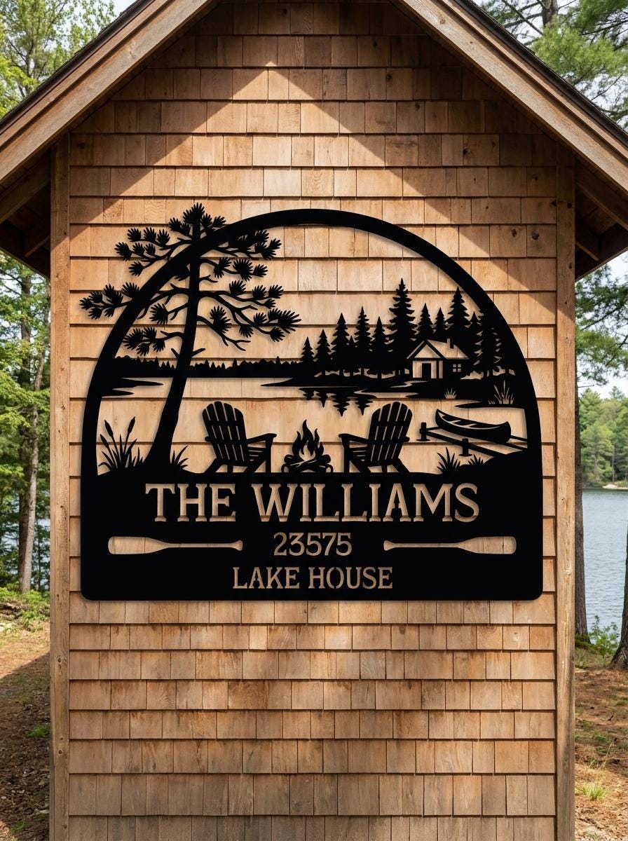 Personalized Lake House Metal Sign
