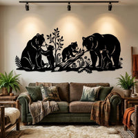 Bear Family Metal Wall Art