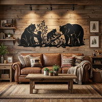 Bear Family Metal Wall Art
