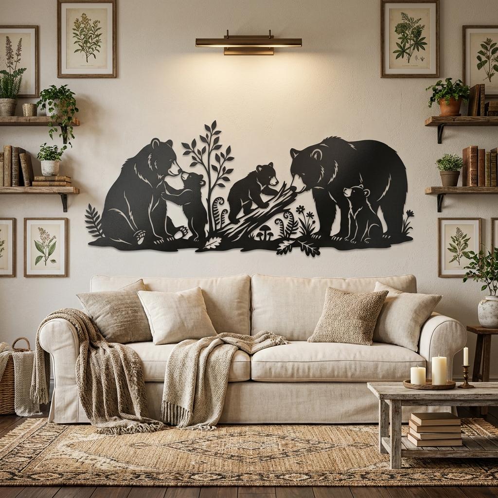 Bear Family Metal Wall Art