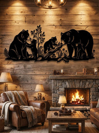 Bear Family Metal Wall Art
