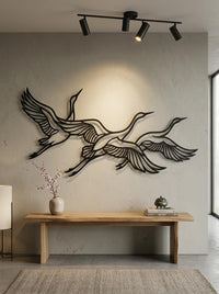Flying Crane Metal Wall Art