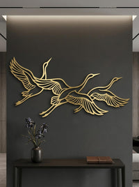 Flying Crane Metal Wall Art
