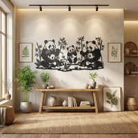 Panda Family Metal Wall Art