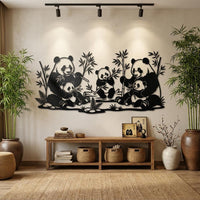 Panda Family Metal Wall Art