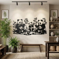 Panda Family Metal Wall Art
