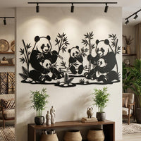 Panda Family Metal Wall Art