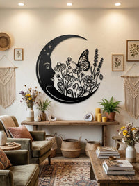 Butterfly Moon Metal Wall Art