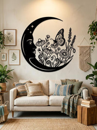 Butterfly Moon Metal Wall Art