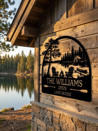 Personalized Lake House Metal Sign