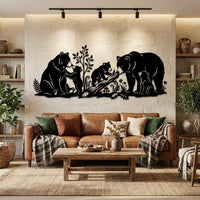 Bear Family Metal Wall Art