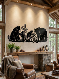 Bear Family Metal Wall Art