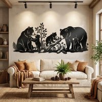 Bear Family Metal Wall Art