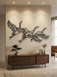 Flying Crane Metal Wall Art