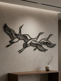 Flying Crane Metal Wall Art