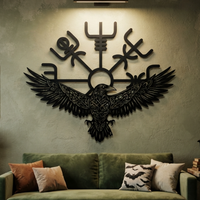 Majestic Viking Raven Metal Wall Art