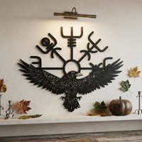 Majestic Viking Raven Metal Wall Art