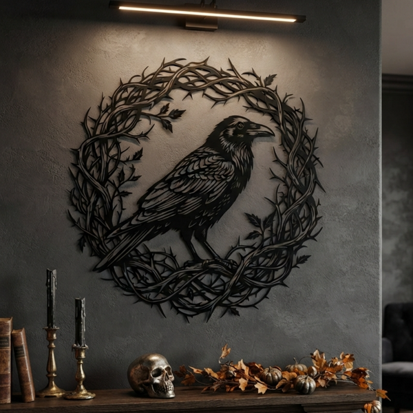 Mystic Raven Metal Wall Decor